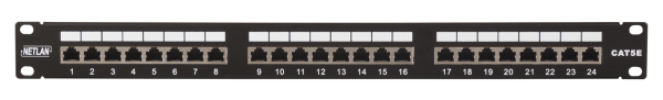 Коммутационная панель NETLAN 19", 1U, 24 порта, экранированная, черная