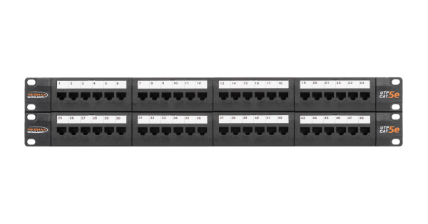 Коммутационная панель NETLAN 19", 2U, 48 портов, неэкранированная, черная
